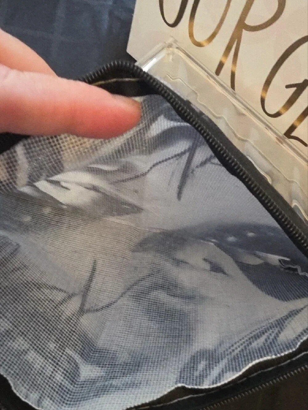 Black & White Graphic Zip Pouch - Women Make Up Bag